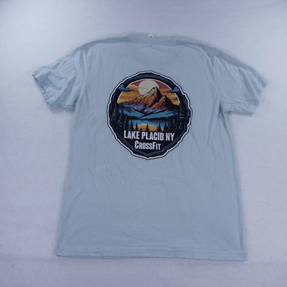 Next Level Apparel Men's Lake Placid NY CrossFit Graphic T-Shirt Light Blue M